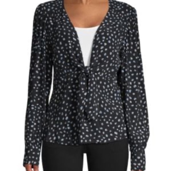 2. Sanctuary Ella Blouse in Navy with Front Tie - Picture 4 of 15